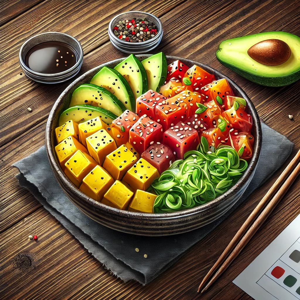 Poke bowl de atún fresco
